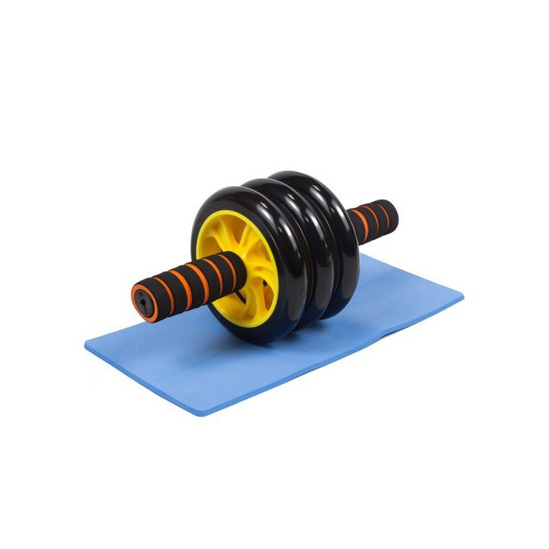 Ролик для пресса с ковриком EasyFit EF-1353-Y Желтый (3 колеса)