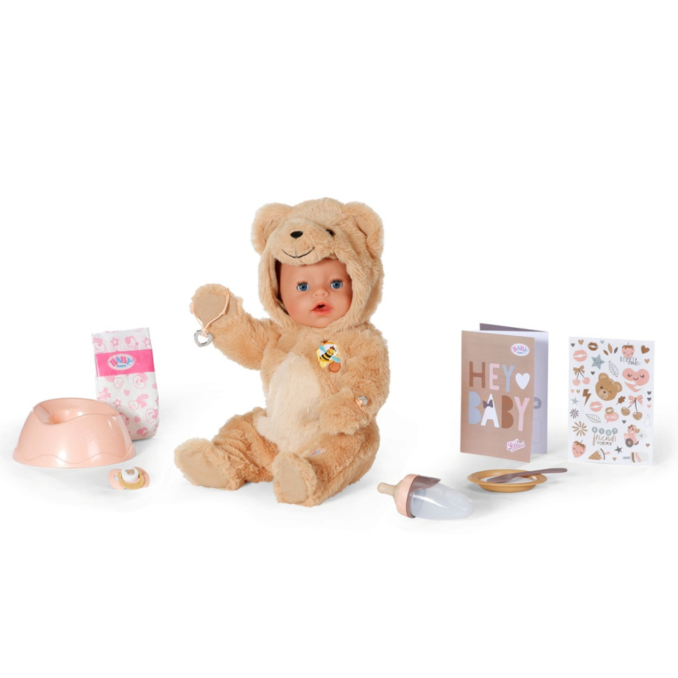 Кукла детская ЭММА В КОСТЮМЕ МЕДВЕДЯ BABY born 837115, 43 см, с аксессуарами
