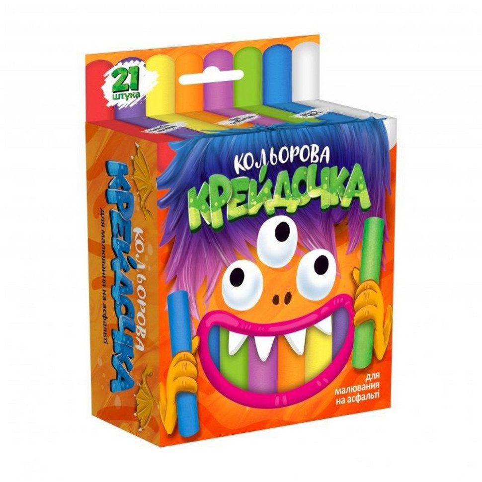 Мел для рисования на асфальте Крейдочка Danko Toys КRD-03-01U 21 шт, тонкий