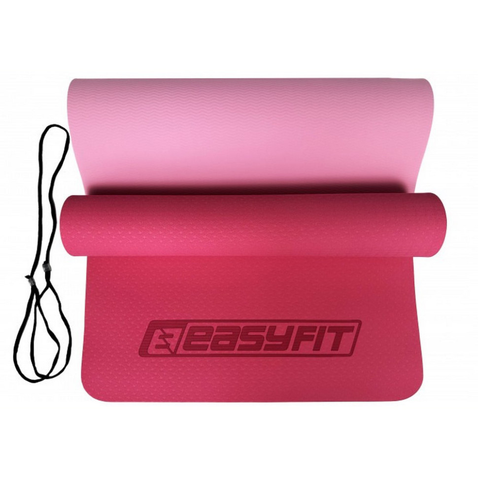 Коврик для йоги и фитнеса EasyFit EF-1924-PP, TPE+TC 6 мм, двухслойный розовый-св.розовый