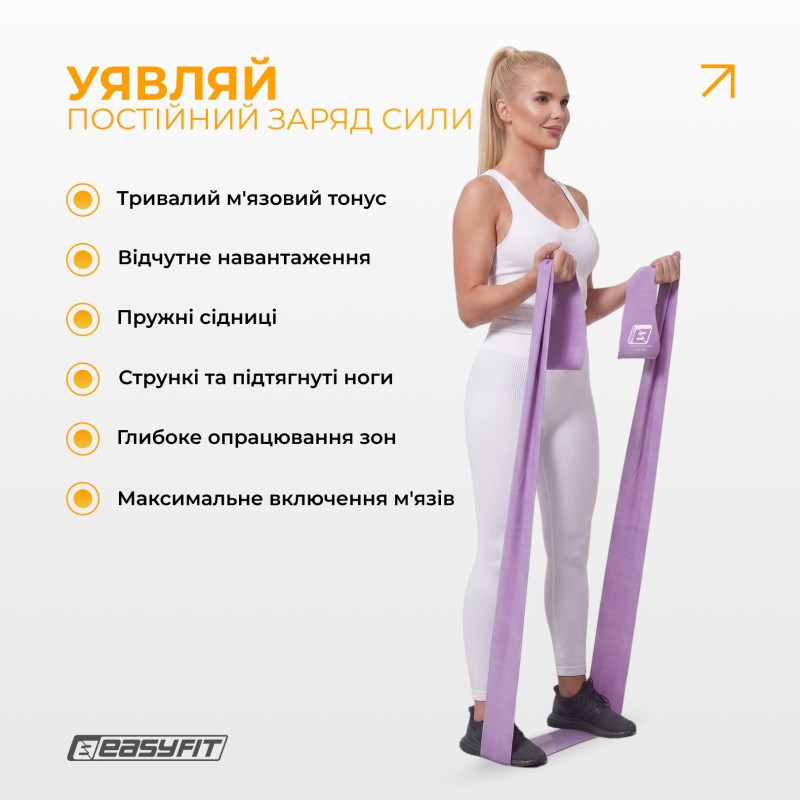 Еластична стрічка для пілатесу та йоги EPP EasyFit EF-1661-R 0,65 мм, пурпурна