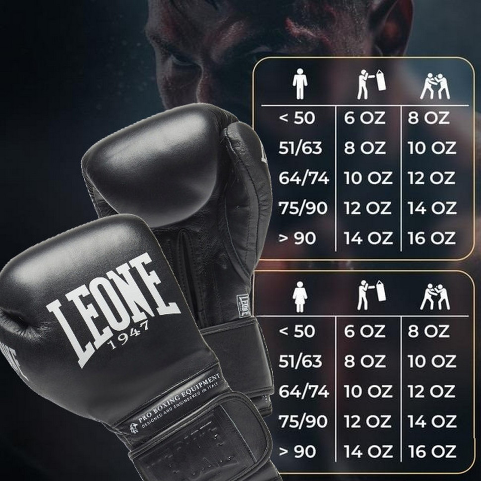 Боксерские перчатки GN111 THE GREATEST Leone GN111_Black_16oz 16 унций (бинты в комплекте)