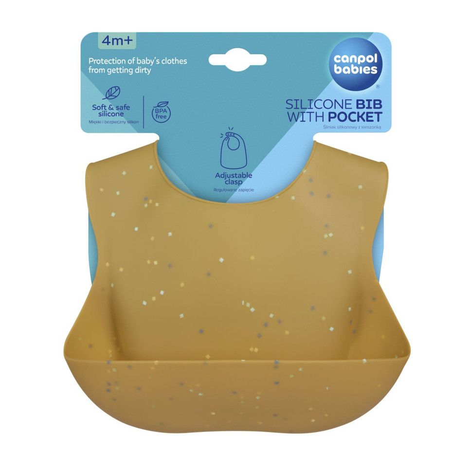 Дитячий силіконовий слинявчик з кишенькою Dots Canpol babies 51/029_yel жовтий