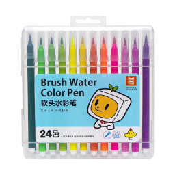 Фломастер - кисть 24 цвета Bambi 1221-24 в пластиковом боксе