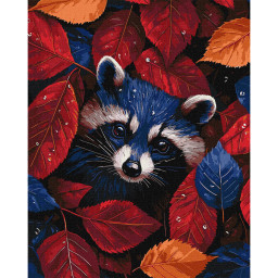 Картина по номерам "Осенний енот" Идейка KHO6697, 40x50 см Картина по номерам "Осенний енот" Идейка KHO6697, 40x50 см