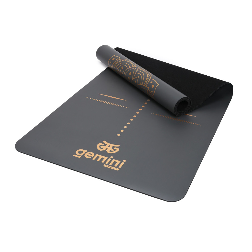 Килимок для йоги каучуковий Pro Gemini Sport PUY-3900-7 поліуретан 183x68x0,5 см, темно-сірий
