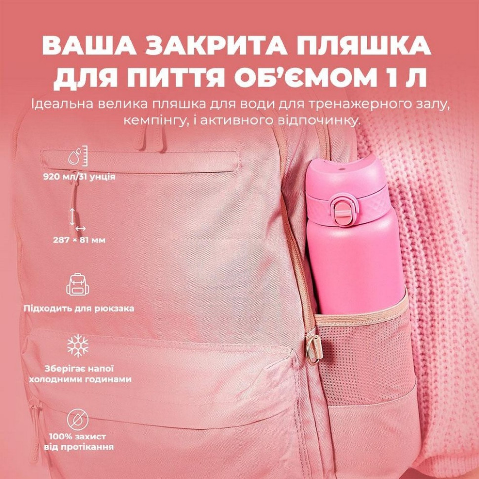 Пляшка для води вакуумна Vacuum Insulated ION8 I8TS1000ROSEB 920 мл, Rose Bloom