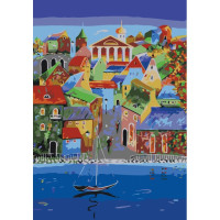 Картина по номерам Идейка Городской пейзаж "Яркий городок" 35х50 см KHO3505