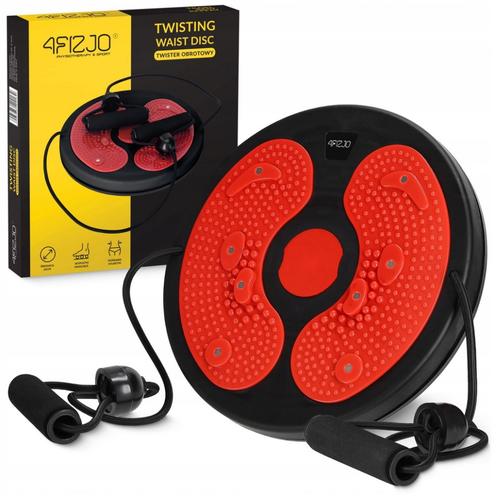 Диск здоровья для талии Mini Twister 4FIZJO P-5905973402132 с эспандерами, Black/Red