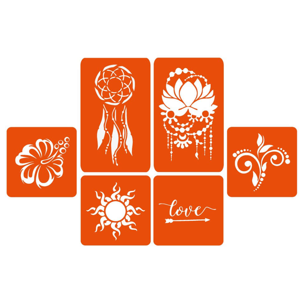Набір хни з трафаретами для біо-тату №1 Fresh Tattoo henna-set-01