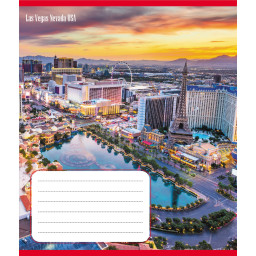 Тетрадь ученическая "Панорама города" Leader 012-510201C-2 в косую линию, 12 листов