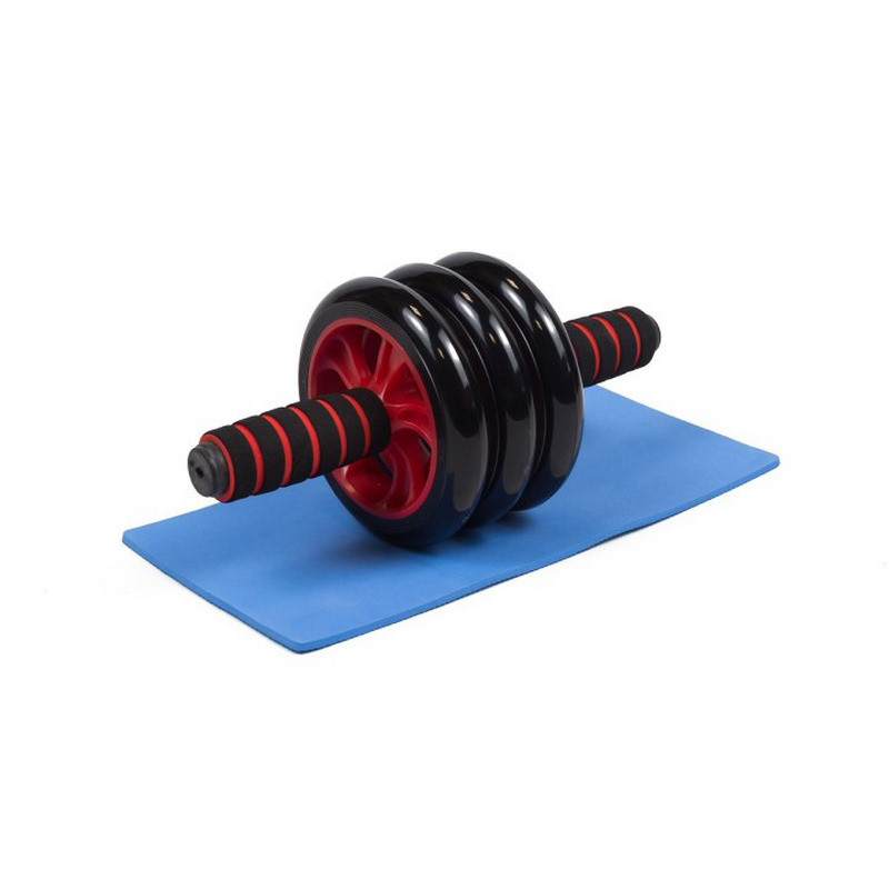 Ролик для преса з килимком EasyFit EF-1353-R Червоний (3 колеса)