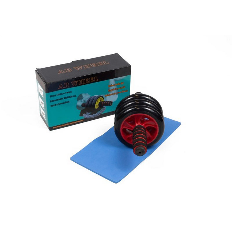 Ролик для преса з килимком EasyFit EF-1353-R Червоний (3 колеса)