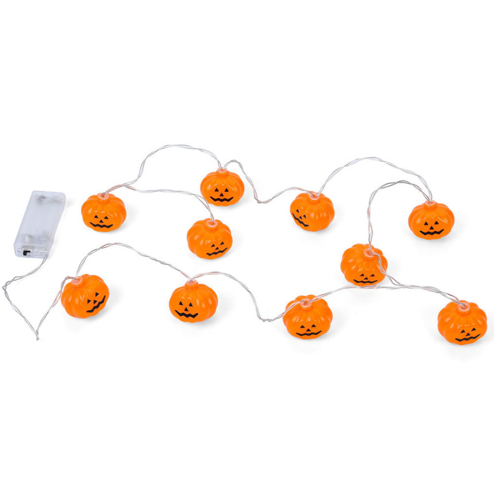 Декоративная гирлянда Тыква Halloween Bambi MK 5758 на батарейках, 160 см, тыквы 10 шт (4,5см)
