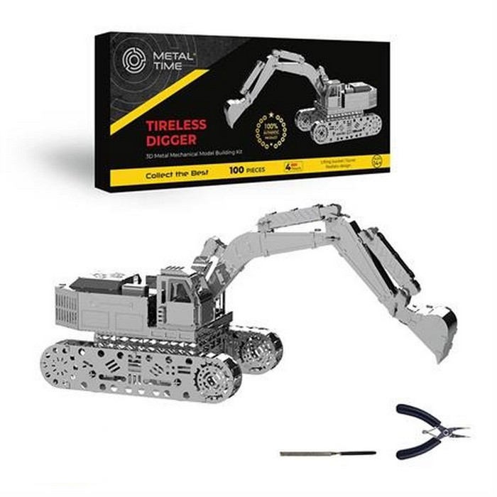 Сборная коллекционная модель Tireless Digger Экскаватор механический Metal Time MT043