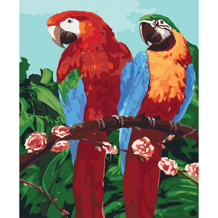 Картина за номерами. Тварини, птахи "Королівські папуги" 40*50см * KHO4051 по цене 240 грн.