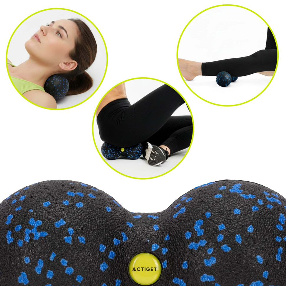 Масажний м'яч подвійний Actiget ACT0097 EPP, Black/Blue 8x16 см