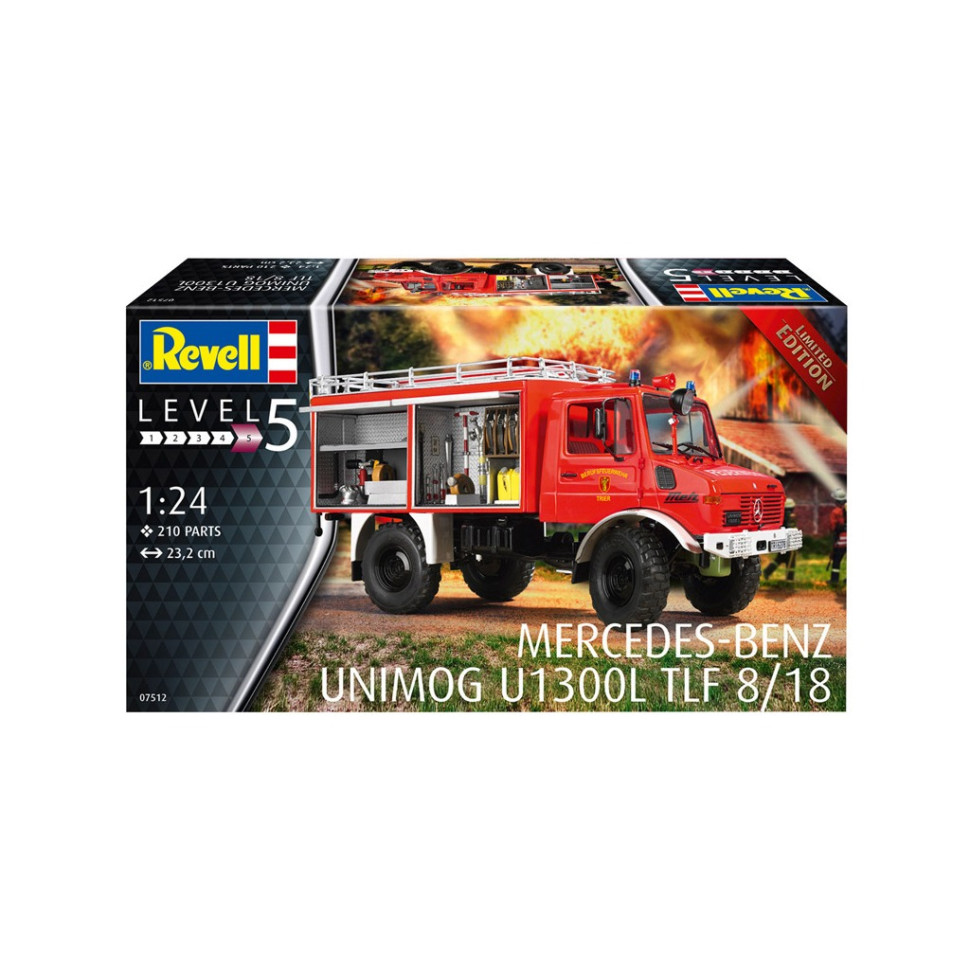 Збірна модель-копія Пожежна машина Unimog U1300L TLF 8/18 Revell RVL-07512 рівень 5, 1:24