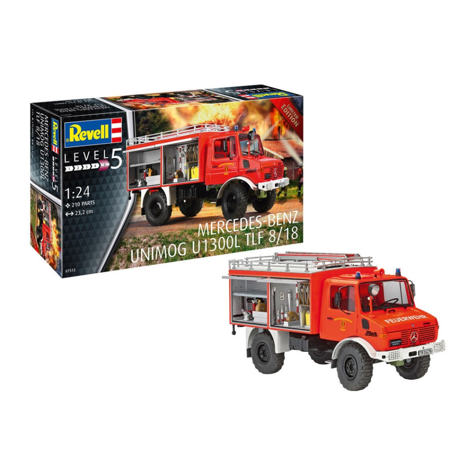 Збірна модель-копія Пожежна машина Unimog U1300L TLF 8/18 Revell RVL-07512 рівень 5, 1:24