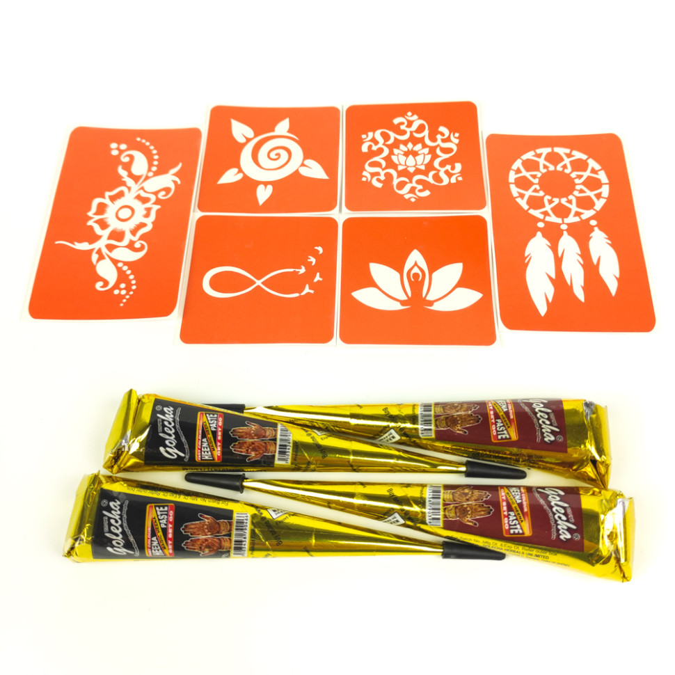 Набір хни з трафаретами для біо-тату №2 Fresh Tattoo henna-set-02