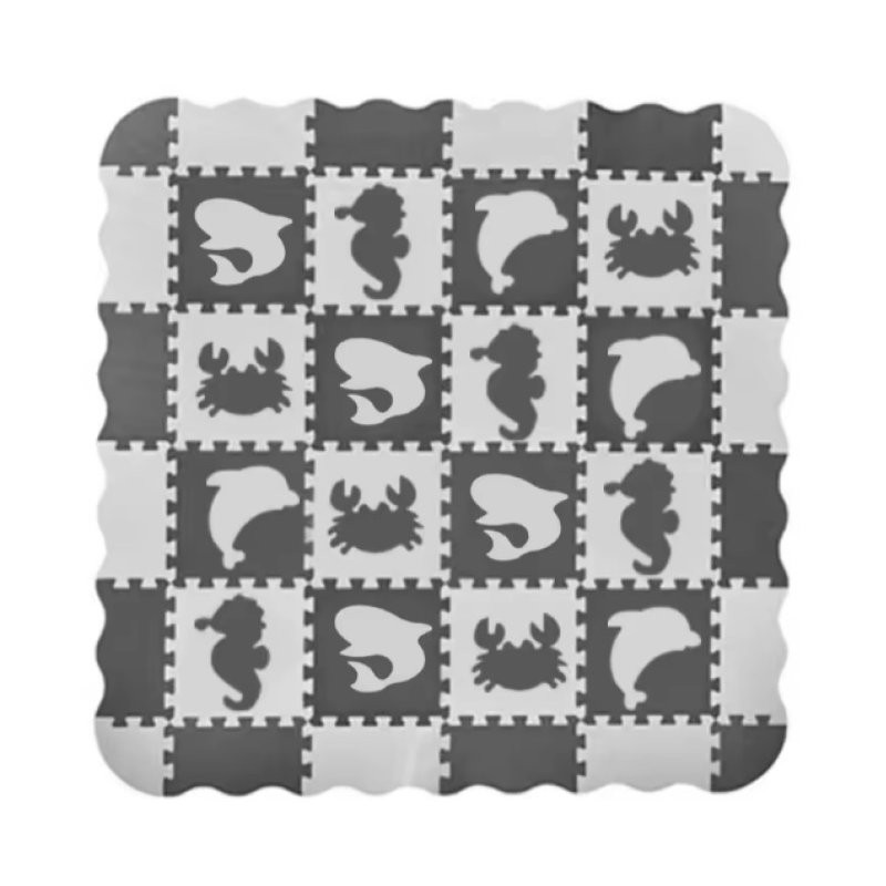 Мягкий игровой массажный коврик-пазл HBC 11529-HBC, EVA, серо-белый 30x30 см