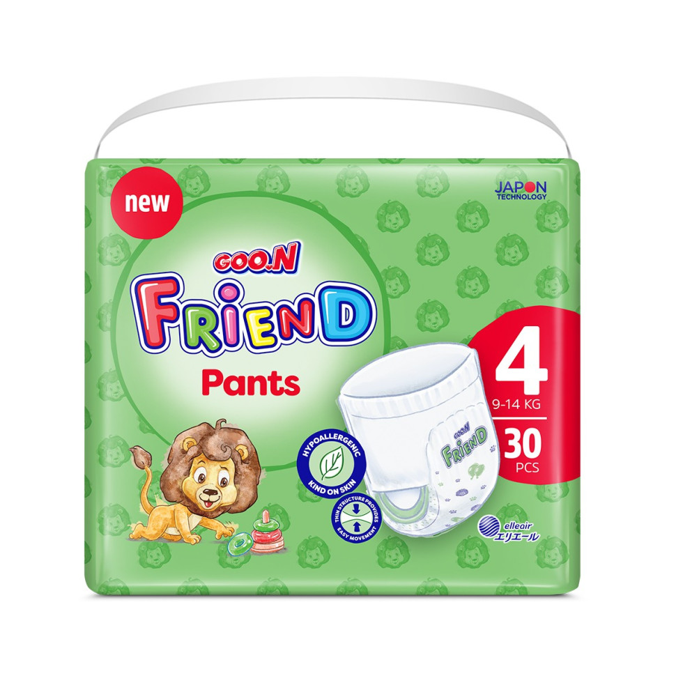 Трусики-підгузки для дітей Gоо.N Friend F1010117-001, 9-14 кг (розмір 4, унісекс 30 шт)