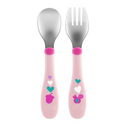 Детский набор Ложка+вилка Chicco 16102.10.00 из нержавеющей стали 18М+ 