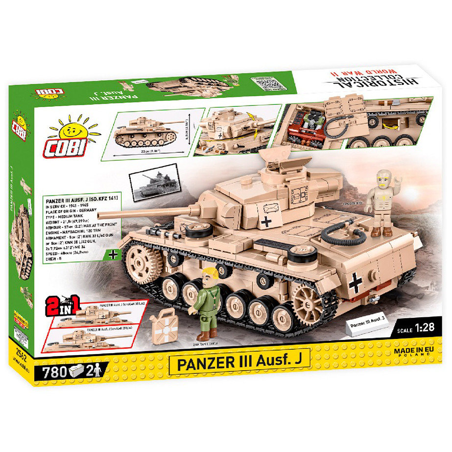 Конструктор Танк Panzer III Вторая Мировая Война COBI COBI-2562, 780 деталей