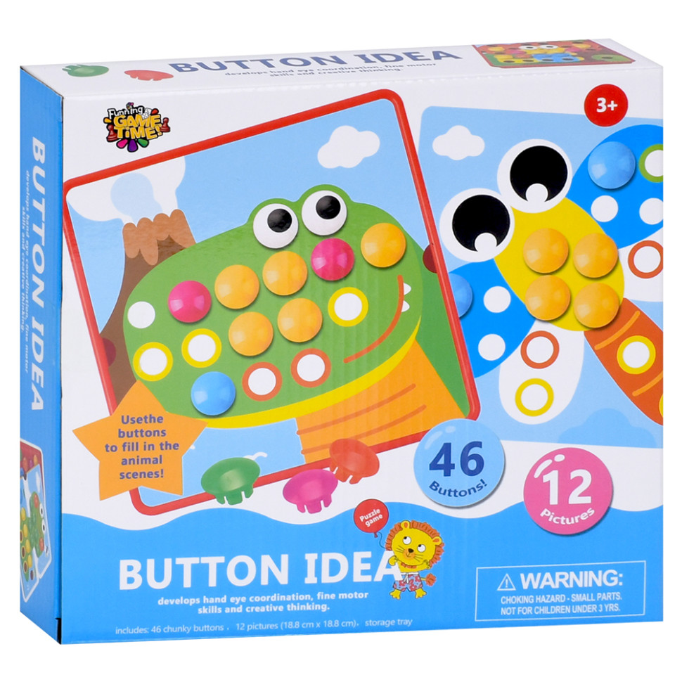 Розвиваюча мозаїка Button Idea Bambi YG898-6, 46 деталей, картки 12 штук