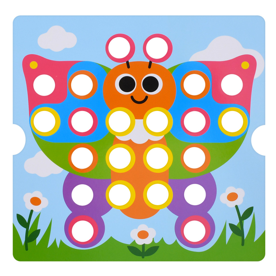 Розвиваюча мозаїка Button Idea Bambi YG898-6, 46 деталей, картки 12 штук