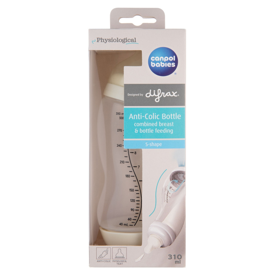 Пляшечка антиколікова з широким отвором S-Shape Canpol babies 24/200, 310 мл