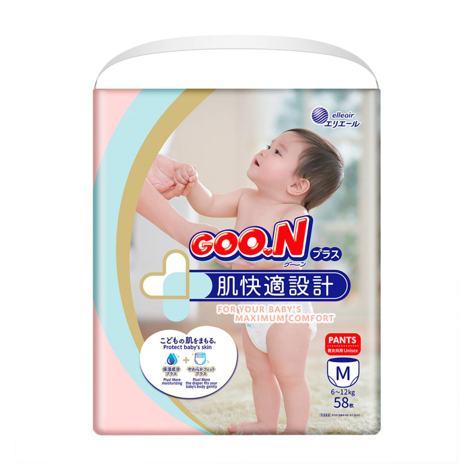 Трусики-підгузки для дітей 6-12 кг GOO.N Plus 843339 розмір M, 58 шт