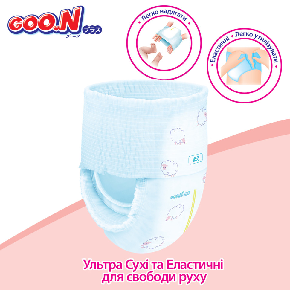 Трусики-підгузки для дітей 6-12 кг GOO.N Plus 843339 розмір M, 58 шт