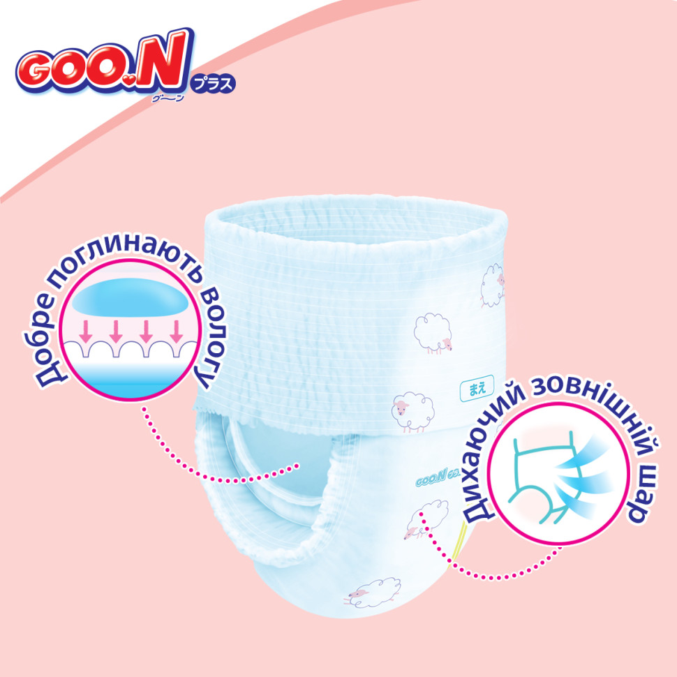 Трусики-підгузки для дітей 6-12 кг GOO.N Plus 843339 розмір M, 58 шт