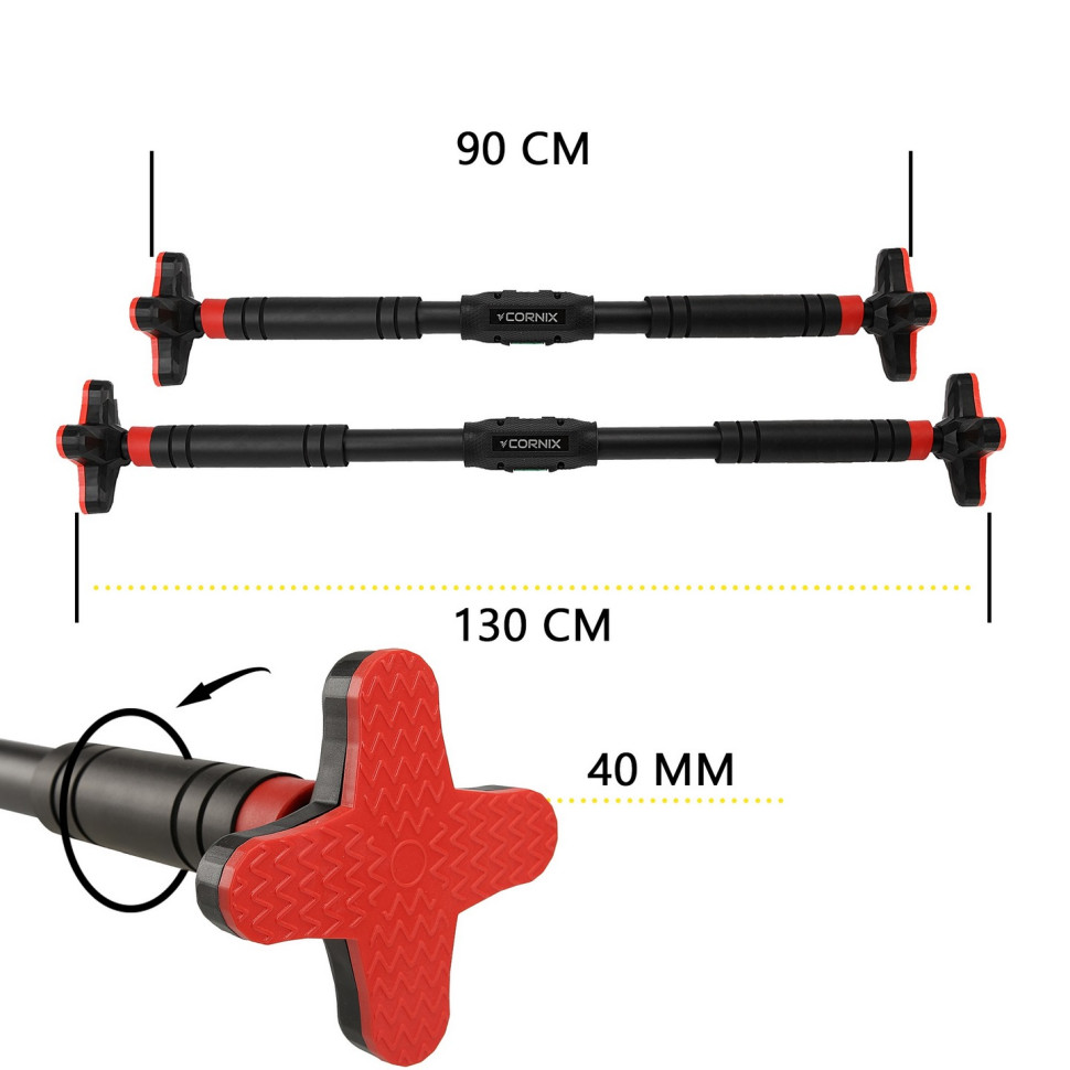 Турнік розсувний Pro+ Cornix XR-0288 Black/Red, розмір 100 х 150 см