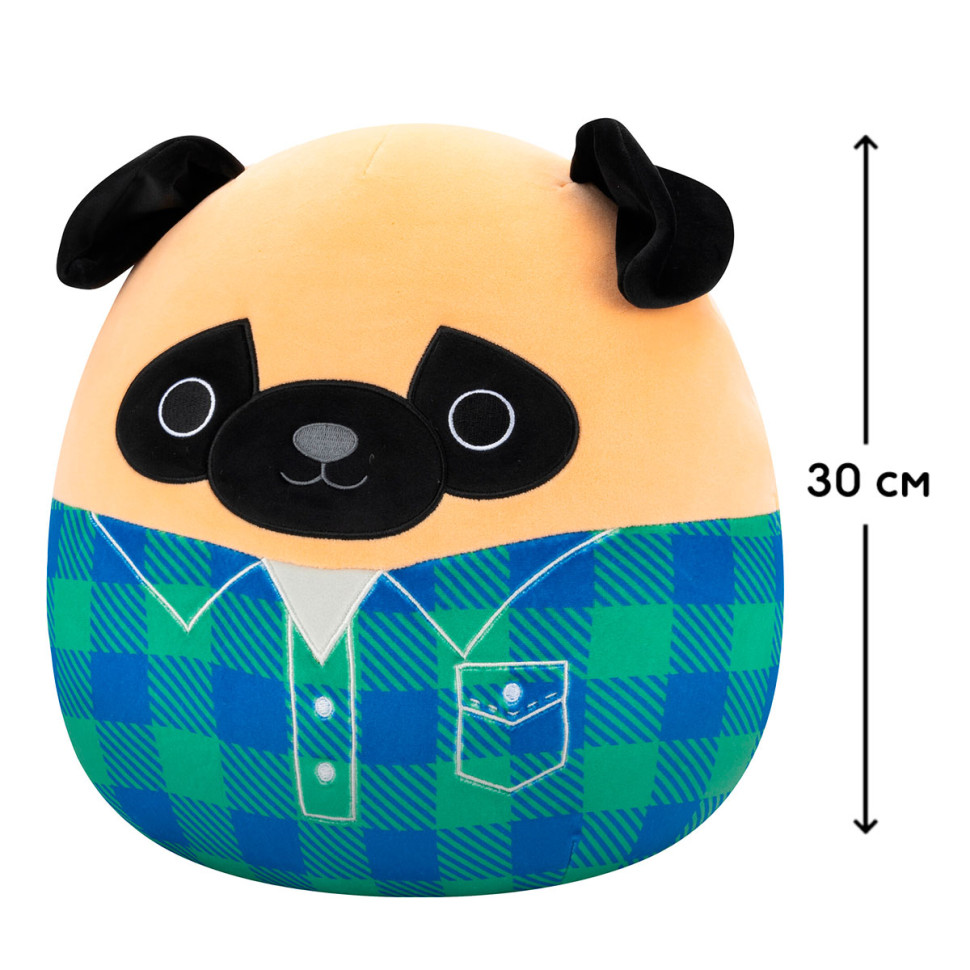 Мягкая игрушка Мопс Принц в рубашке Squishmallows SQCR06622, 30 см
