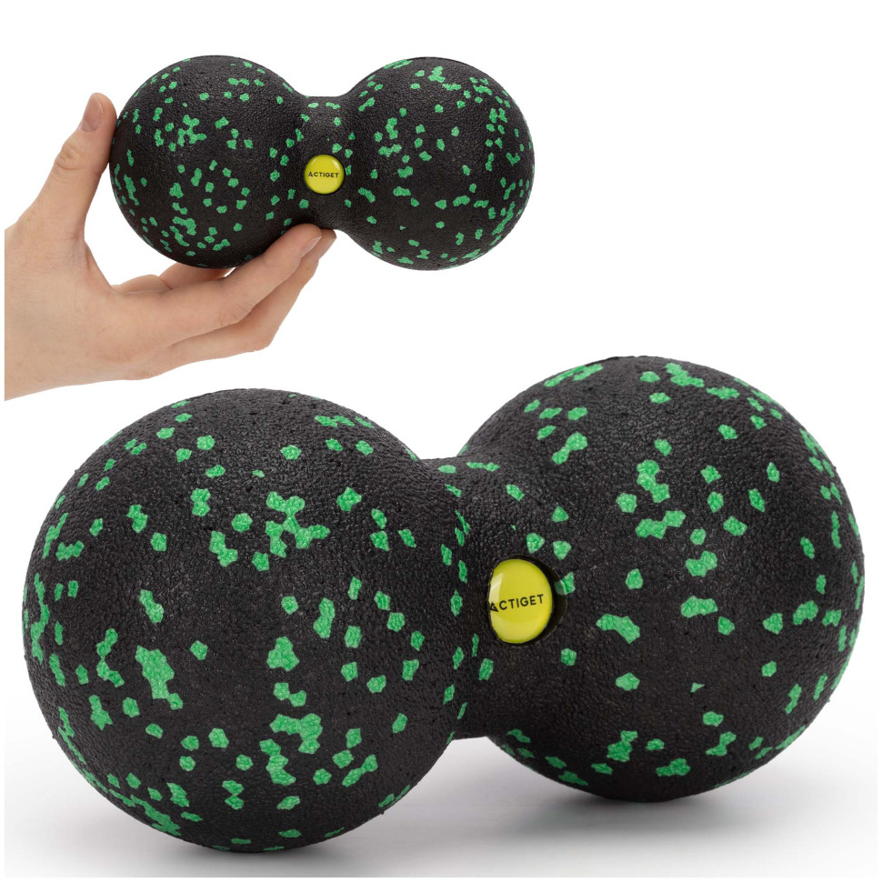 Масажний м'яч подвійний Actiget ACT0098 EPP, Black/Green 8x16 см