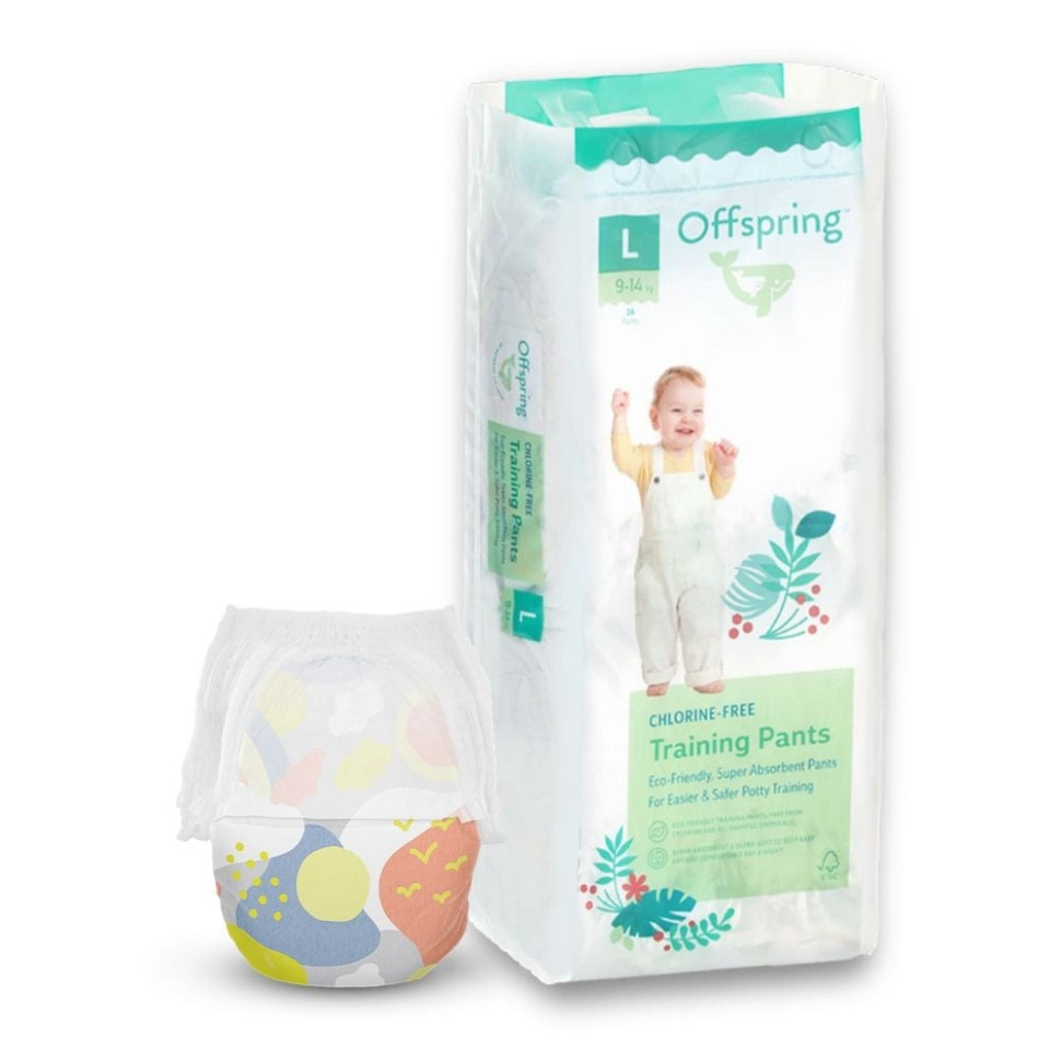 Трусики-підгузки для дітей 9-14 кг Offspring DP-OI-FAP-L36P-SKY розмір L 36 штук