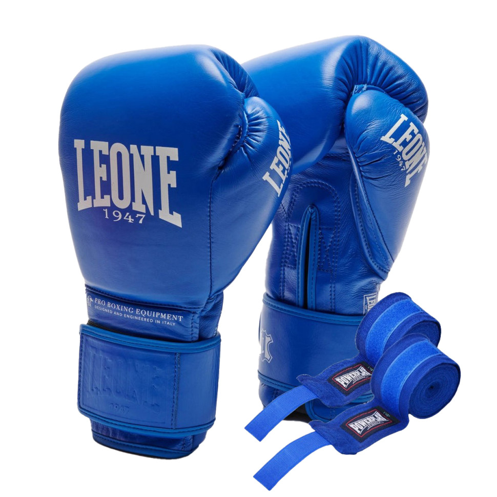 Боксерские перчатки GN111 THE GREATEST Leone GN111_Blue_12oz 12 унций (бинты в комплекте)