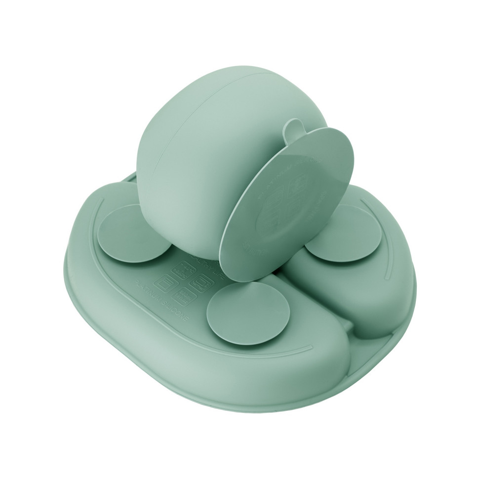 Детский набор посуды AMI MoMi AKCE00045 слюнявчик, столовые приборы, green