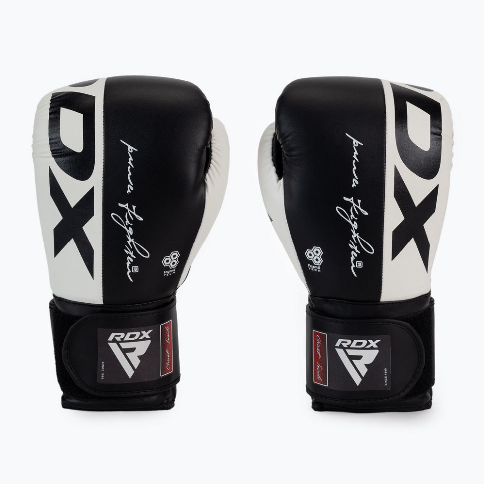 Боксерські рукавиці F4 Boxing Sparring Gloves Hook & Loop RDX Inc Limited BGR-F4B-12OZ, WHITE/BLACK 12 унцій