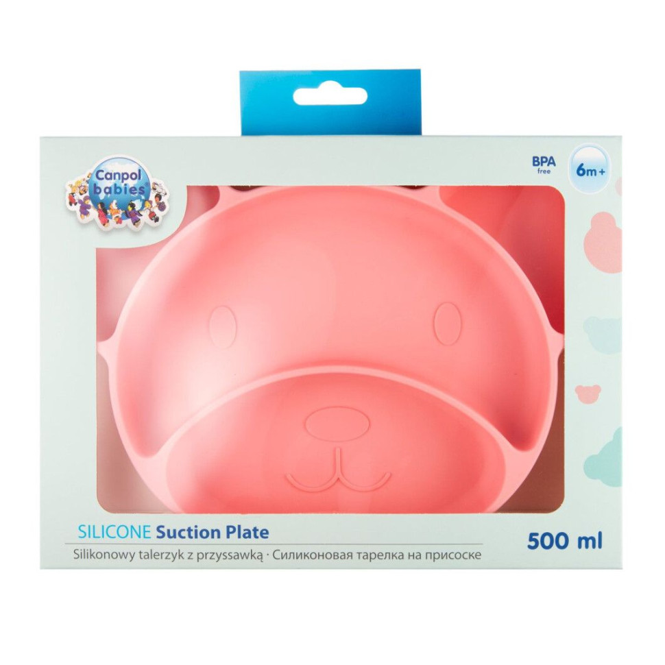 Тарелка силиконовая на присоске Мишка Canpol babies 51/401_pin 4 отделения