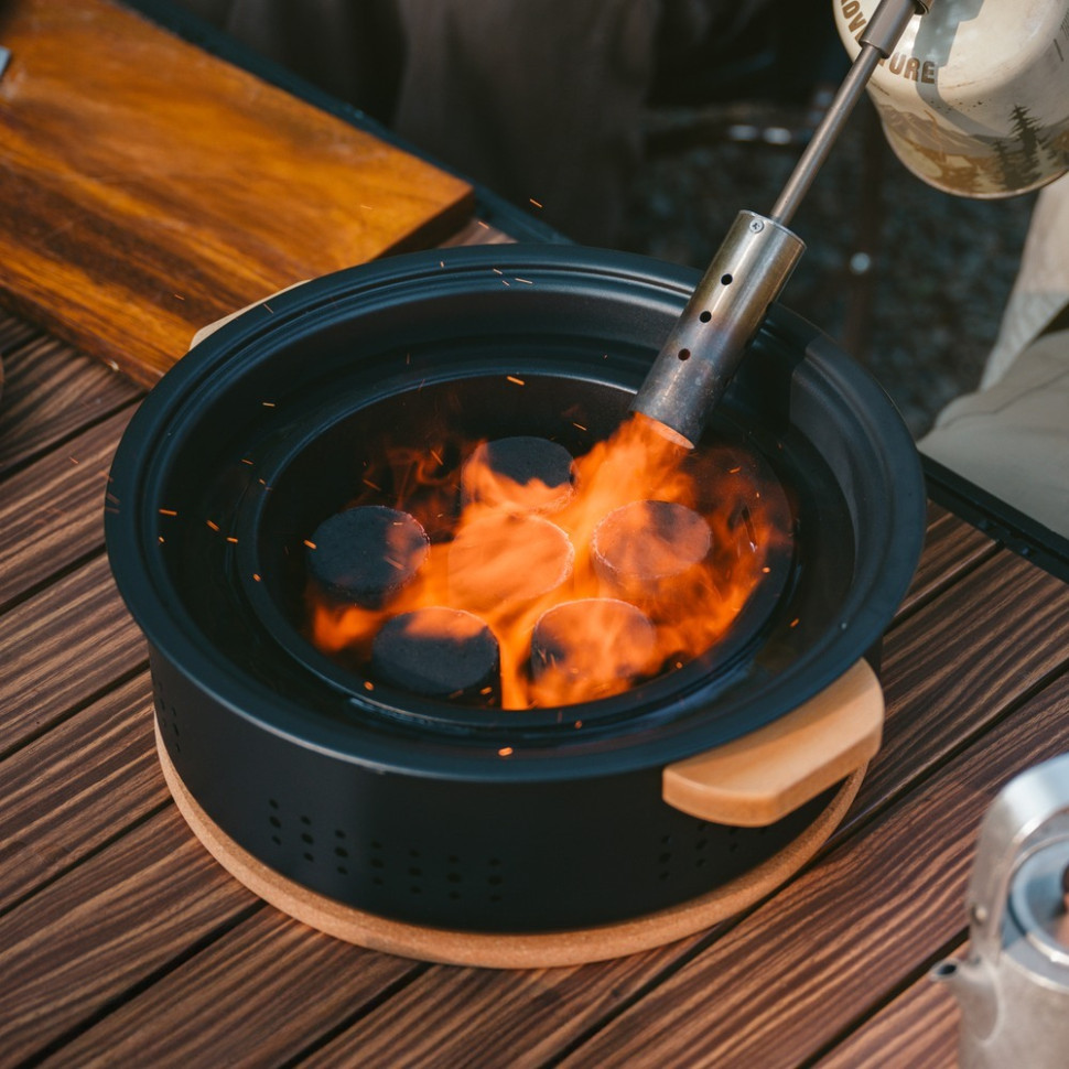 Настольная круглая печь с решеткой CNK2550CF010 Naturehike 6977465869364 со сковородкой