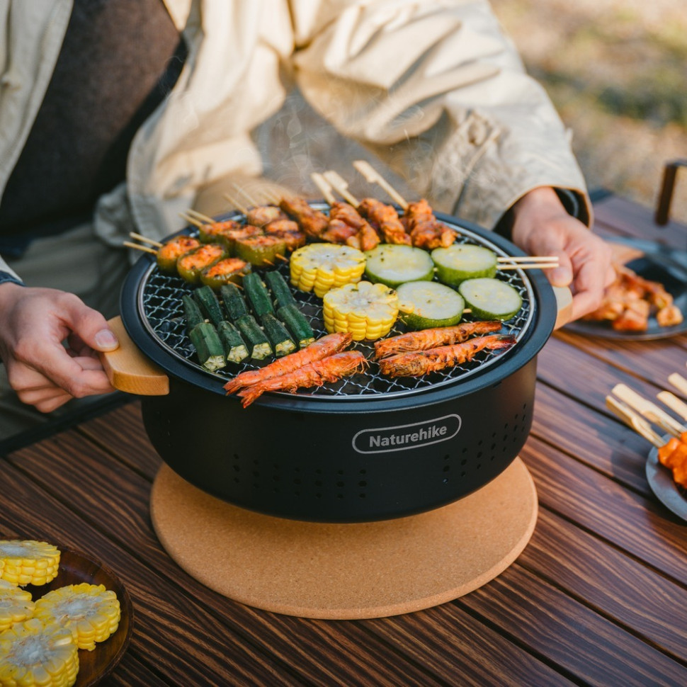 Настольная круглая печь с решеткой CNK2550CF010 Naturehike 6977465869364 со сковородкой