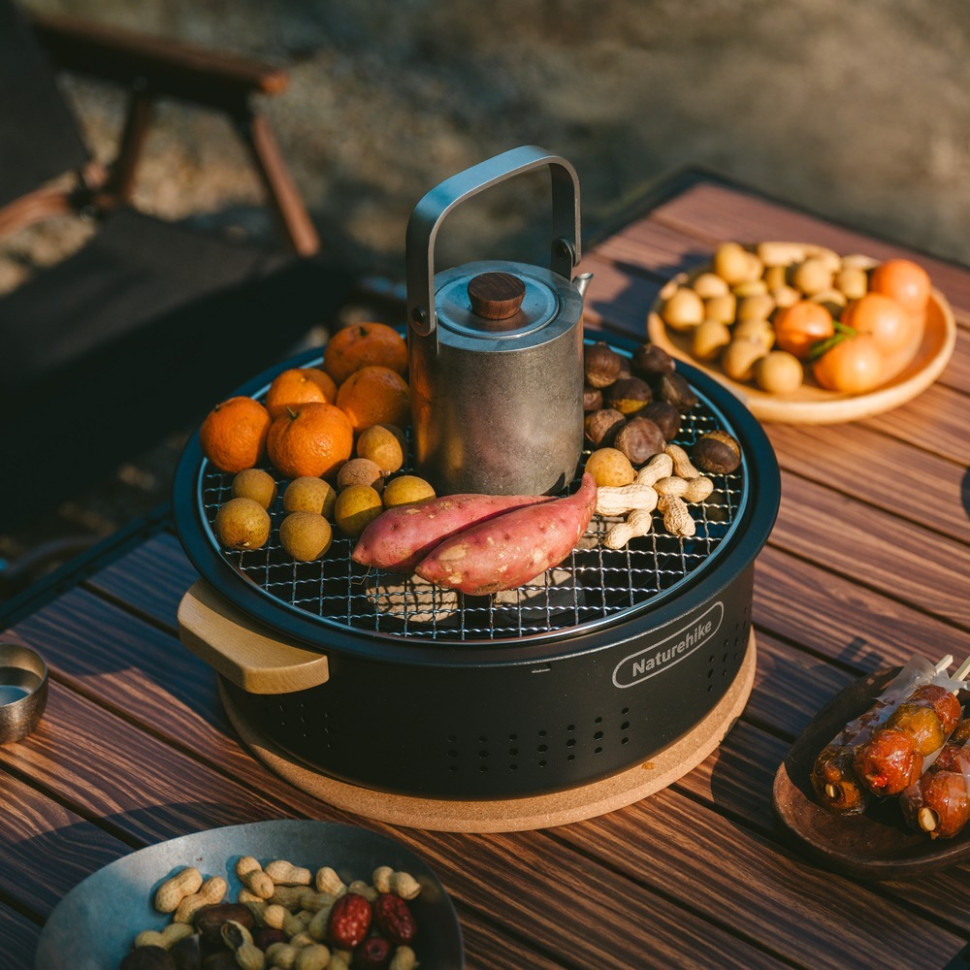 Настольная круглая печь с решеткой CNK2550CF010 Naturehike 6977465869364 со сковородкой