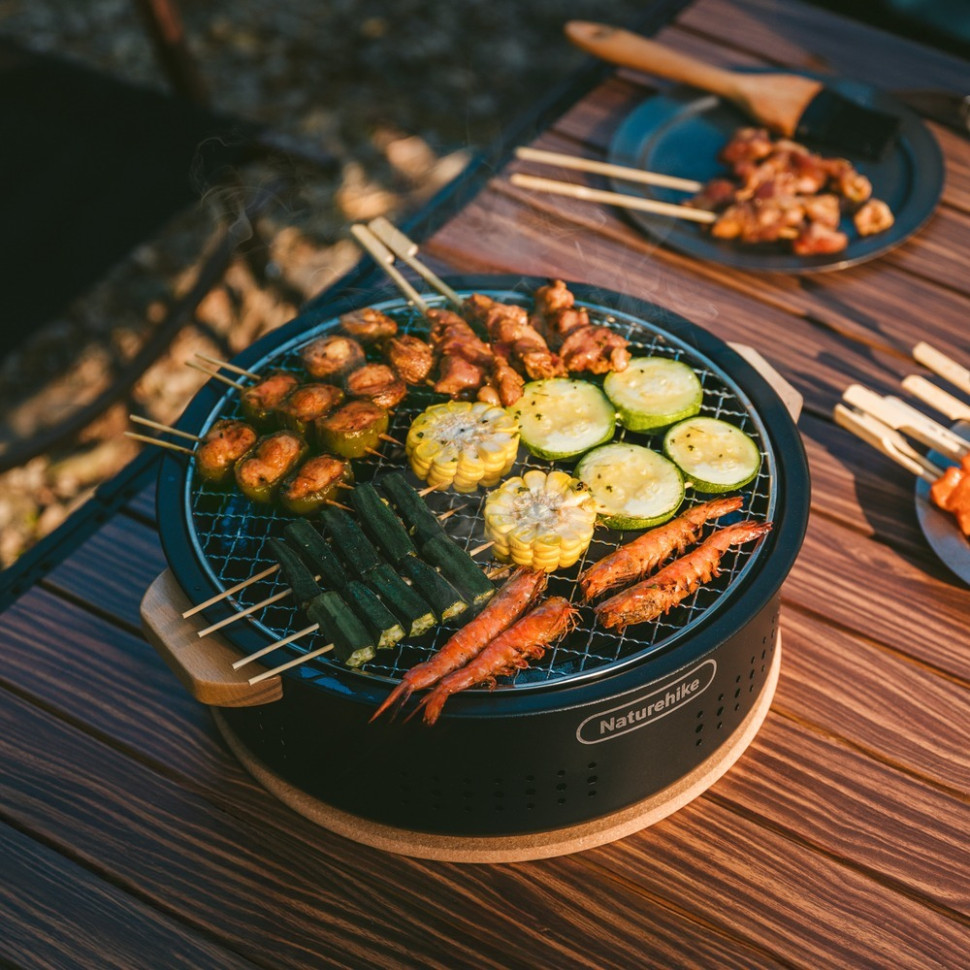Настольная круглая печь с решеткой CNK2550CF010 Naturehike 6977465869364 со сковородкой
