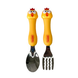 Детский набор ложка и вилка "Цыпленок" Mega Zayka MGZ-0102(Chicken) в футляре