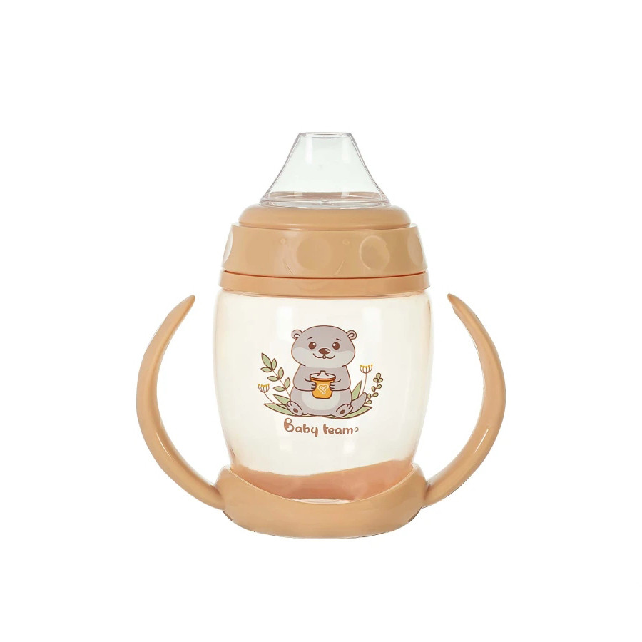 Поїльник із силіконовим носиком та ручками Baby Team 5004BT_персиковий 250 мл