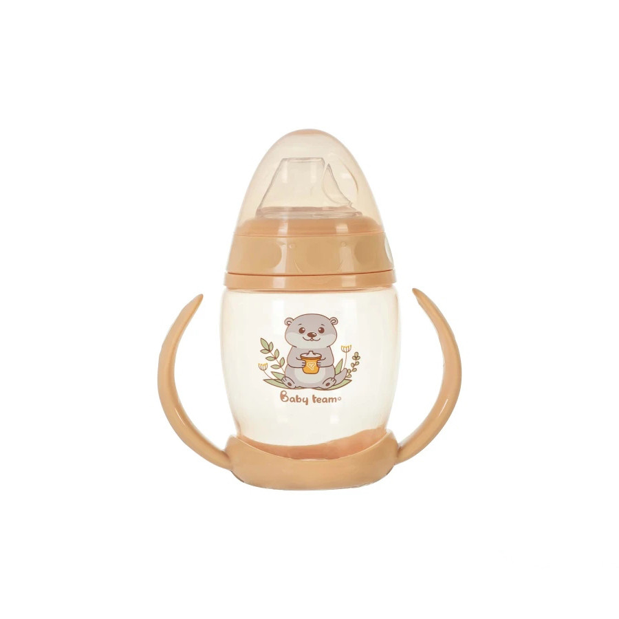 Поїльник із силіконовим носиком та ручками Baby Team 5004BT_персиковий 250 мл
