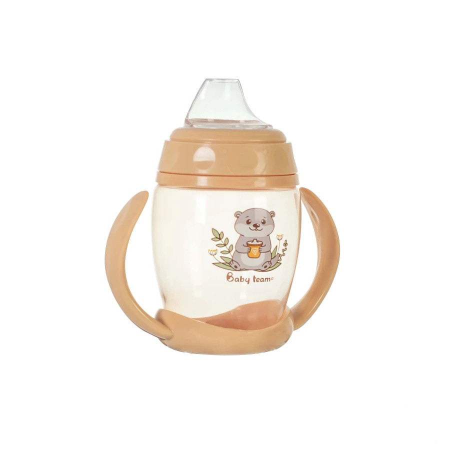 Поїльник із силіконовим носиком та ручками Baby Team 5004BT_персиковий 250 мл
